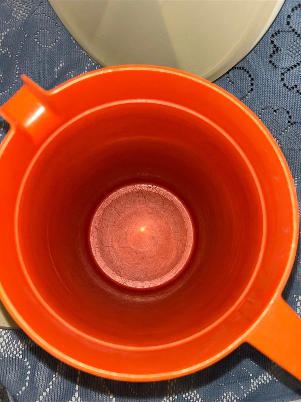 Tupperware Orange Pitcher with White Lid